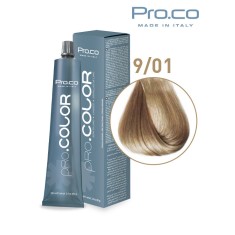 Vopsea de par profesionala PRO.COLOR 100 ml - Pro.Co - 9/01 BLOND SUPER DESCHIS CENUSIU