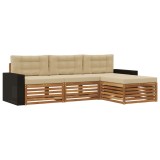 vidaXL Set de canapele de exterior 4 pcs Natural și Bej Poliester 3383216