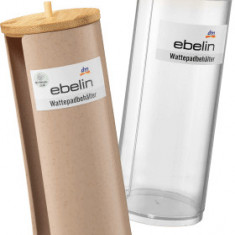 Ebelin Recipient de depozitare dischete demachiante cu capac de bambus, 1 buc