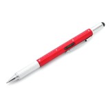 Cumpara ieftin Dispozitiv multifunctional 6 in 1, pix, rigla, 2 surubelnite, boloboc si stylus pentru ecran tactil, 15 x 1.5 cm, rosu , un instrument practic, elegan