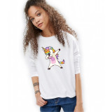 Bluza dama alba Cool Unicorn - S