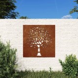 vidaXL Decor perete de grădină 55x55 cm design copac oțel Corten 824502