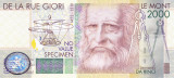 Bancnota test De La Rue - Giori - UNC SPECIMEN - Leonardo da Vinci