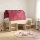 Cumpara ieftin Cadru de pat cu tunel cu raft 3 buc. Stejar Sonoma si Rosu