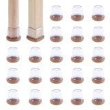 Capace transparente din silicon pentru picioarele scaunelor RCHYFEED 22-26mm cu plăcuțe din p&acirc;slă, 24 de bucăți, capace elastice de protecție pentru p