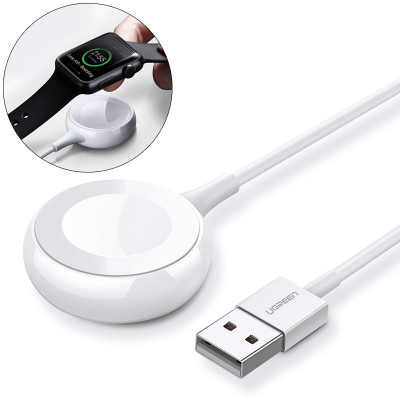 &amp;Icirc;ncărcător Wireless MFI Qi Ugreen Pentru Apple Watch Cu Cablu &amp;icirc;ncorporat 1m Alb (CD177) 50518-UGREEN foto
