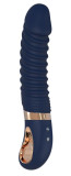 Vibrator Nereos 10 Moduri Vibratii Functie Incalzire Silicon Lichid USB Albastru 23 cm Goddess Collection