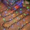 Instalatie de craciun beculet in 6 colturi, 8 jocuri de lumini, liniara, 10 m, din care 1 m cablu priza 220v, 100 led, controler, fir negru, multicolo, Oem