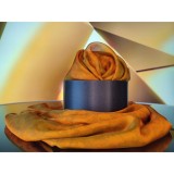 Cumpara ieftin Eșarfă Mătase Naturală Calipso Unisex, Galben Auriu, 190x60cm, Made in Italy, Imprimeu Floral, Accesorii Modă Dama