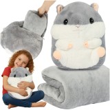 Perna din plus cu patura 3 &icirc;n 1 Hamster Kruzzel, gri, 105x200 cm
