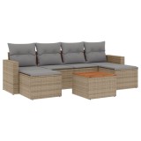 Cumpara ieftin Set canapele de gradina, 7 piese, cu perne, bej, poliratan