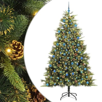 vidaXL Pom de Crăciun Artificial cu Ramuri Articulare și Conuri 240 cm 3395114 foto