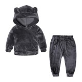 Cumpara ieftin Trening gri din catifea pentru bebelusi - Urechiuse (Marime Disponibila: 9-12, Superbaby