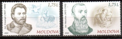 MOLDOVA 2022, Personalitati, Creanga, Neculce, serie neuzata, MNH foto