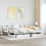 VidaXL Pat de zi cu extensie și sertare fără saltea, alb, 90x190 cm