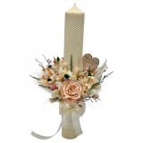 Lumanare pentru cununie botez, 42 cm, cu flori criogenate si plante uscate (personalizabila cromatic si cu text), Eventissimi&reg;