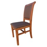 Cumpara ieftin Scaun de living si bucatarie Royal, din lemn masiv fag, ergonomic, tapiterie stofa, 120 kg, lacuit, 98,5x48,5x46,5 cm, Nuc