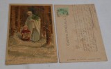 FELICITARE deosebita compusa din doua parti, tinuta la lumine se vede ,,La multi ani&#039;&#039; - tip carte postala timbrata, corespondenta, anul 1902, Circulata, Sinaia, Printata