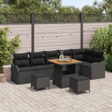 Cumpara ieftin Set de canapele pentru gradina 9 buc. 8-Numar de locuri Negru
