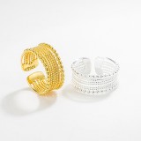 Cumpara ieftin Inel Reglabil din Argint 925 , Model Texturat Lat cu sapte Randuri de Sfere (Beaded Ring