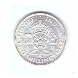 Moneda Anglia 2 shilling / 2 shillings 1942, stare foarte buna, cu luciu, curata