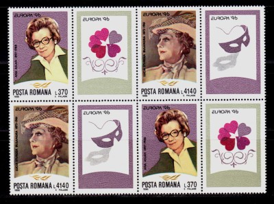 RO 1996 LP 1407a EUROPA &amp;quot;Pers. feminine&amp;quot;,pereche de2+2viniete tip I+ II , MNH foto