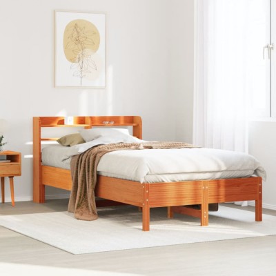 vidaXL Cadru pat fără saltea, maro ceruit, 75x190 cm, lemn masiv pin 3306914 foto
