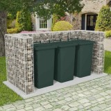 VidaXL Gabion triplu &icirc;ngrădire pubelă, oțel, 250 x 100 x 120 cm