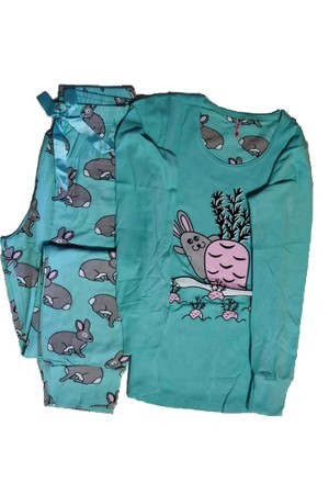 Pijama de Dama din Bumbac Culoare Turcoaz Pijama de Dama din Bumbac Culoare Turcoaz