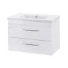 Set Mobilier Baie Alb Lucios, Masca Lavoar Suspendat, 60 cm, 2 Sertare