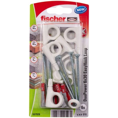 Set 6 buc diblu nylon EasyHook fischer 6x30, cu carlig bucla, DuoPower foto