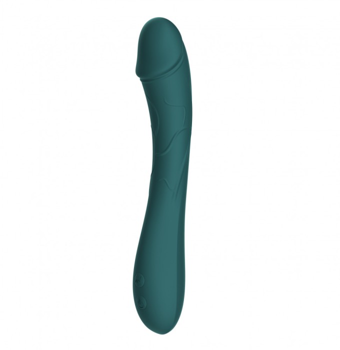 Vibrator Punctul G Thunder, 10 Moduri Vibratii, Silicon, USB, Verde, 21.8 cm, Mokko Toys, Velvet Obsession