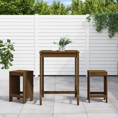 Set mobilier de bar, 3 piese, maro miere, lemn masiv de pin GartenMobel Dekor foto