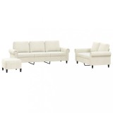 Cumpara ieftin Set de canapele cu perne, 3 piese, crem, catifea