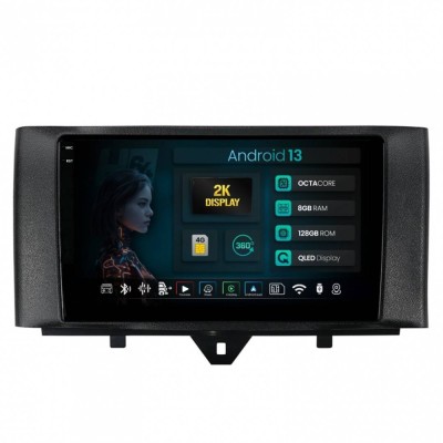 Navigatie 2K Smart Fortwo (2010-2015) 8GB RAM Android 13 Octacore Slot Sim 4G DSP GPS Wi-FI Carplay Android Auto USB Bluetooth Waze Touchscreen 9.5 In foto