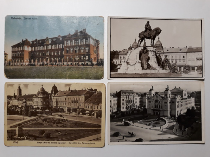 CLUJ - CARTI POSTALE ILUSTRATE VECHI - PERIOADA INTERBELICA - LOT 4 BUCATI