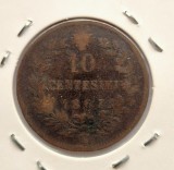 Italia 10 Centesimi 1867 *OM* moneda din bronz km # 11