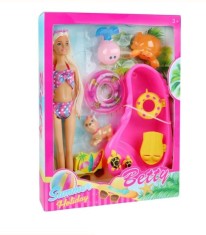 Set papusa Betty cu accesorii incluse pentru plaja