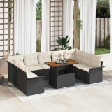 vidaXL Set colțar de grădină cu 10 piese și perne, rattan negru