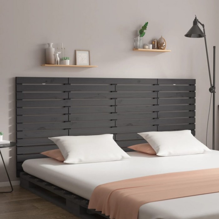 vidaXL Tăblie de pat pentru perete, gri, 206x3x91,5 cm, lemn masiv pin 824670