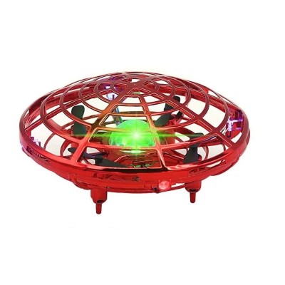 Mini drona OZN disc zburator interactiv cu 5 senzori infrarosu lumina LED Skynor SQN-005 rosu foto