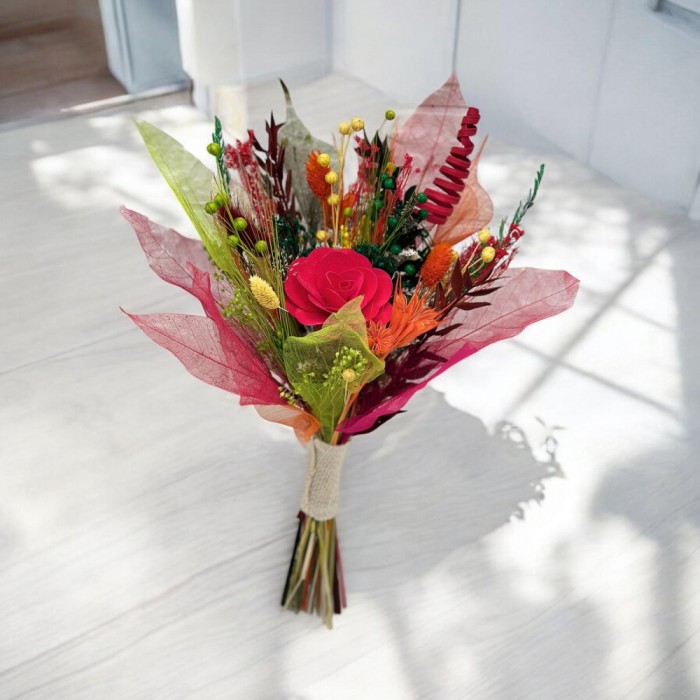 Buchet din Plante Uscate si Frunze Voal - Design Natural, 18x23 cm