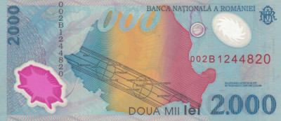 BANCNOTA de 2000 lei AN 1999 Seria 002B1244820 foto