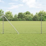 VidaXL Gard Hexagonal 1.2x10 m Oțel Galvanizat, VidaXL St&acirc;lpi de Gard cu Fixare 7 buc &Oslash;32 mm 140 cm Oțel Galvanizat