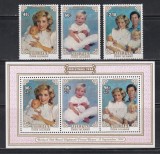 Aitutaki (Cook Islands) 1984 - Crăciun - Nașterea Prințului Henry, Serie + Coliță cu Suprataxă (RARA), MNH