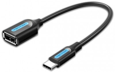 Cablu USB 2.0 A mama - USB type C tatat 15cm cupru ecranat negru VENTION CCSBB foto