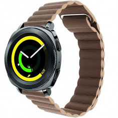 Curea piele Smartwatch Samsung Galaxy Watch 46mm, Samsung Watch Gear S3, iUni 22 mm Brown Leather Loop foto