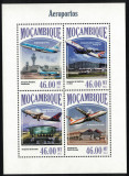 MOZAMBIC 2013 - Avioane, Aeoroporturi / set complet - colita + bloc MNH, Nestampilat
