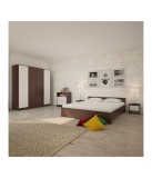 Dormitor Mirela, 5 Piese, Pat 160 X 190, 2Noptiere, Dulap, Comoda, Culoare Wenge/Alb