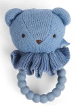 Smallstuff Rattle, Bear Face On Silicone Ring, Blue (40008-91)